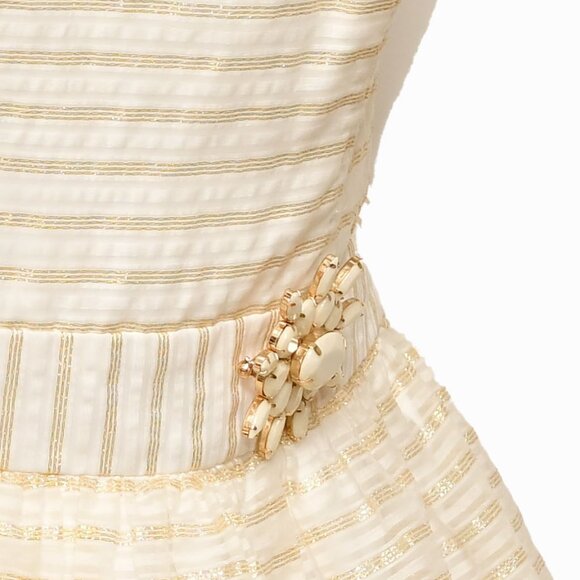 LILLY PULITZER Strapless White & Gold Embellished Sweetheart Mini Dress Size 4 - Picture 5 of 16